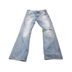 Express Slim Bootcut Jeans Mens 30x30 Light Wash Distressed Blue Denim Low Rise